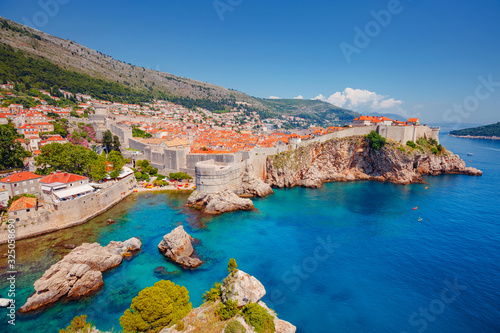 Fototapeta Naklejka Na Ścianę i Meble -  Aerial view at famous city of Dubrovnik. Croatia, South Dalmatia, Europe.