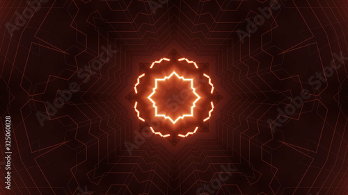 3d illustration background wallpaper of abstract geometry star pattern design, 3d rendering graphic artwork of stylish decorative abstract flower photo