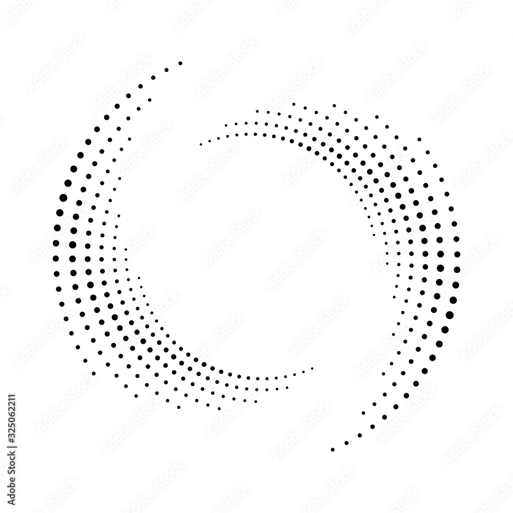 Spiral dots backdrop. Halftone shape, abstract logo emblem or design ...