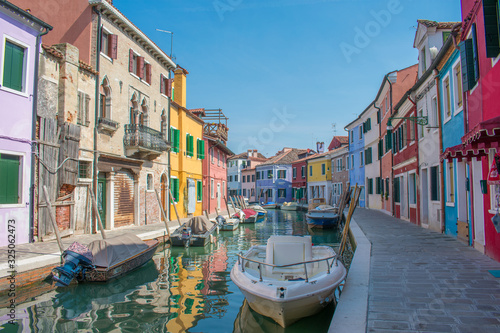 Colorful houses in the streets of burano island Venice