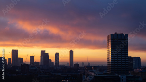 Photography Epic dawn sunrise landscape cityscape over London city sykline looking East alon