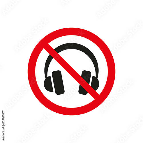 No headphones sign on white background.