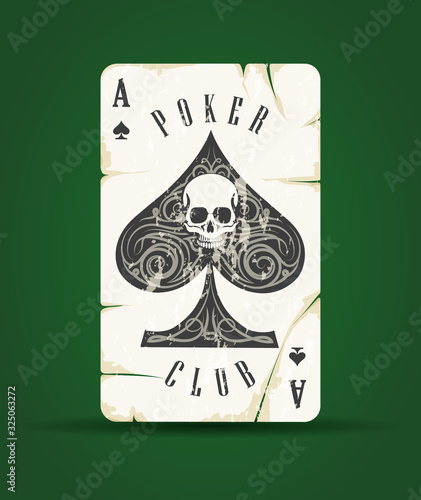 Ace of Spades with Skull Playing Card Emblem