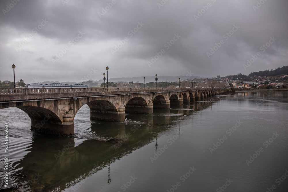 Pontedeume bridge in Galicia, Spain