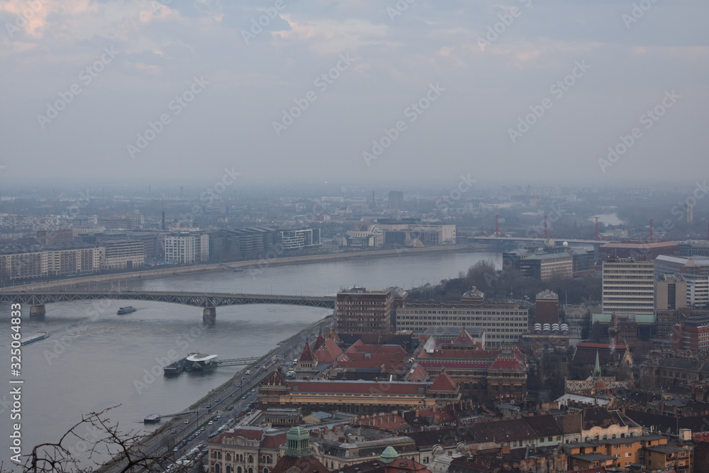 Panoramic view from Gellert Hill over Budapest
