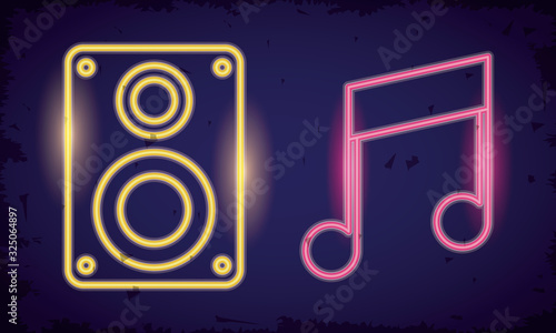 music note and speaker neon lights