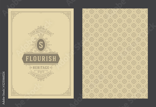 Vintage ornament greeting card calligraphic ornate swirls and vignettes frame design vector template