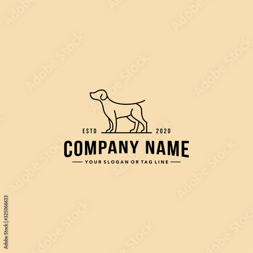 line art dog logo design vector