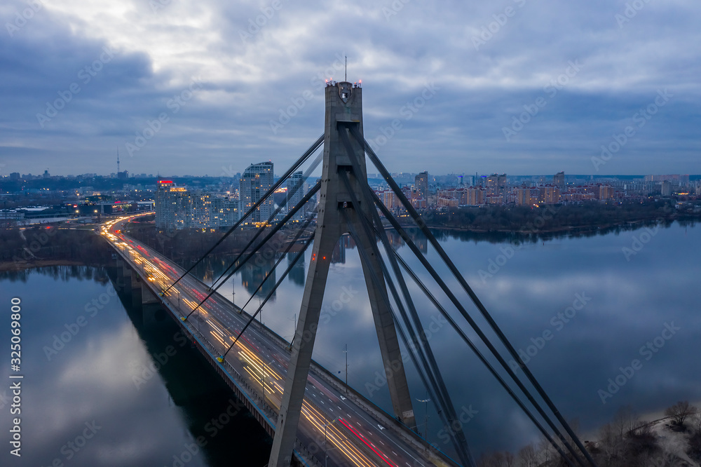 Night aerial view of Kyiv city, Ukraine Night aerial view of Kyiv city, Ukraine