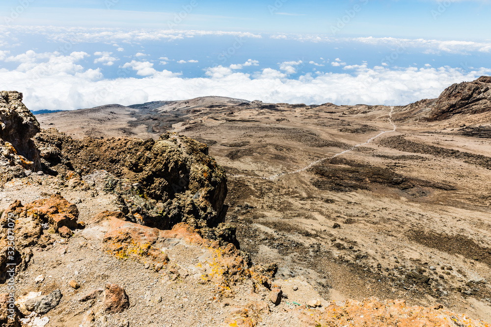 View from the Lemosho trail, the most scenic trail on mount Kilimanjaro, Tanzania
