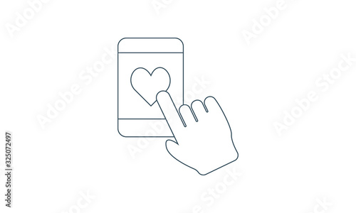 Phone with heart icon for social media likes and engagement