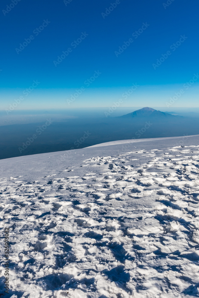 Uhuru Peak - the highest peak of Kibo Crater on mount Kilimanjaro, Tanzania