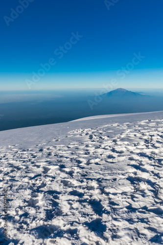 Uhuru Peak - the highest peak of Kibo Crater on mount Kilimanjaro, Tanzania