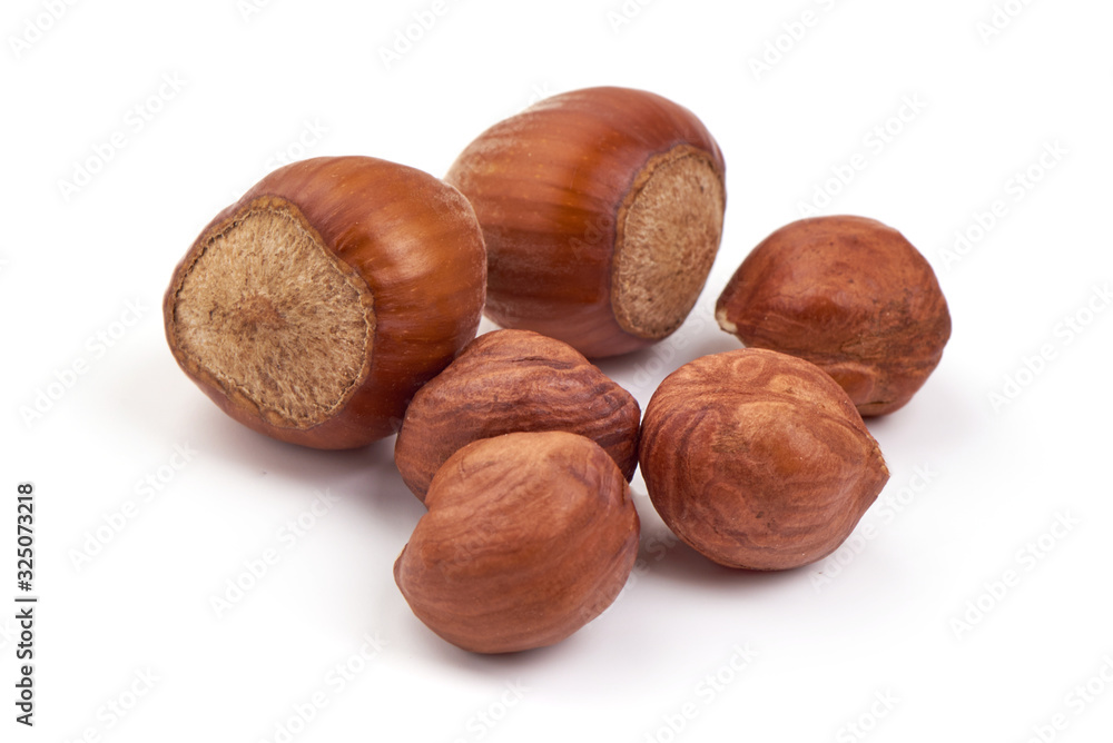 Hazelnut heap, isolated on white background Hazelnut heap, isolated on white background