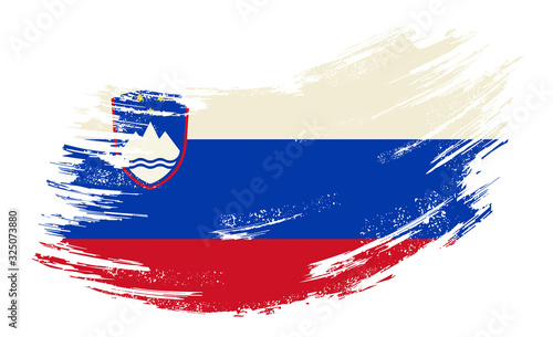 Slovenian flag grunge brush background. Vector illustration.