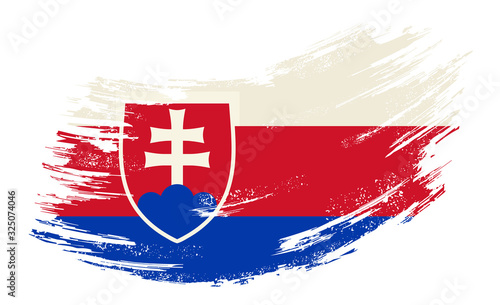 Photo Slovak flag grunge brush background. Vector illustration.