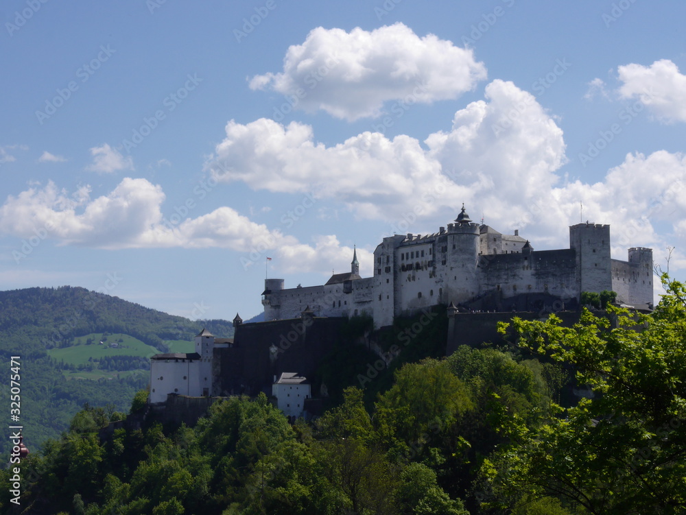 Landscape with a view of Salzburg and Salzburg Castle.