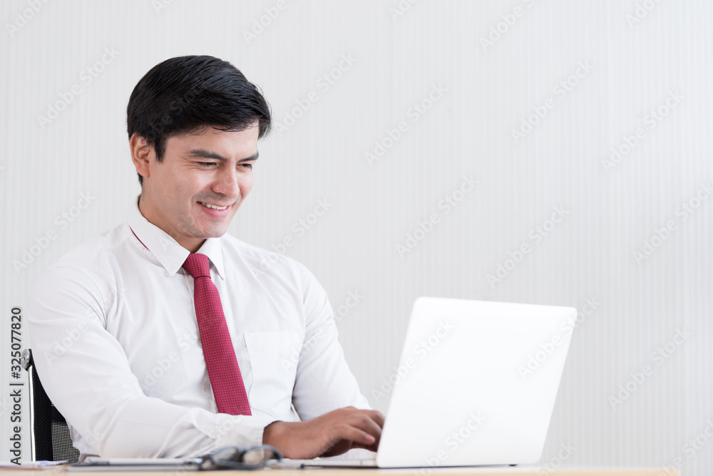 A businessman has to work with smiling and happy. A businessman has to work with smiling and happy.