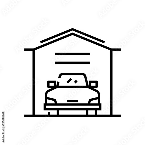 Car garage line icon, concept sign, outline vector illustration, linear symbol.