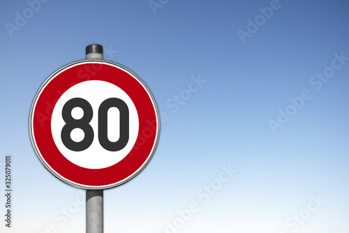 Obraz na plátně Verkehrsschild, Tempo 80,