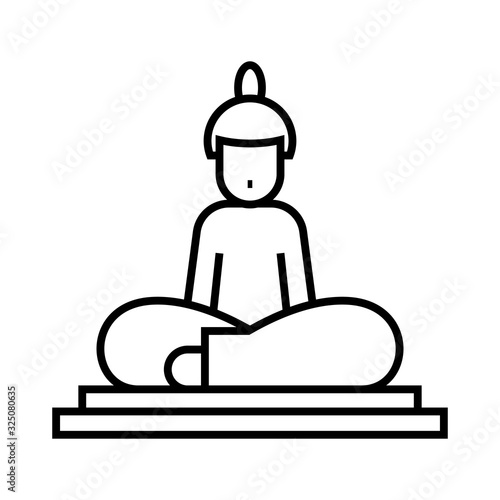 Budda statue line icon, concept sign, outline vector illustration, linear symbol.