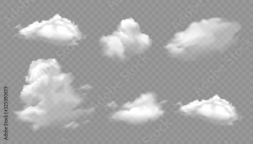 Vector set of realistic isolated cloud on the transparent background