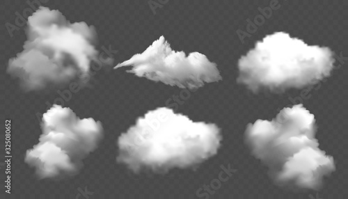 Vector set of realistic isolated cloud on the transparent background