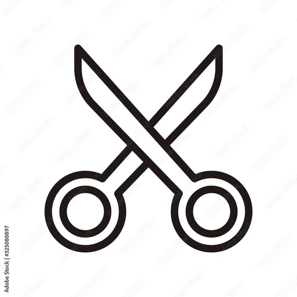 Scissors icon in trendy outline style design. Vector graphic illustration. Scissors icon for website design, logo, and ui. Editable vector stroke. EPS 10. Scissors icon in trendy outline style design. Vector graphic illustration. Scissors icon for website design, logo, and ui. Editable vector stroke. EPS 10.