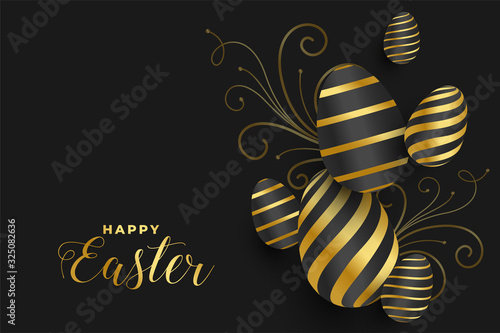 happy easter golden eggs festival banner design