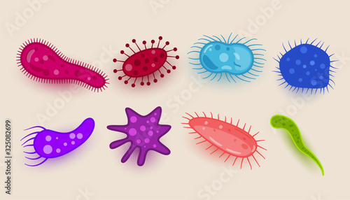 different shapes parasitic bacteria or virus set