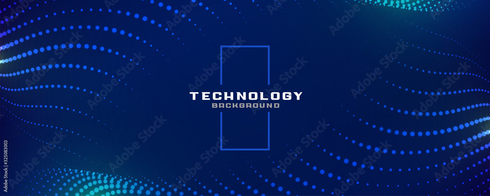Naklejka premium technology digital blue glowing particles banner design