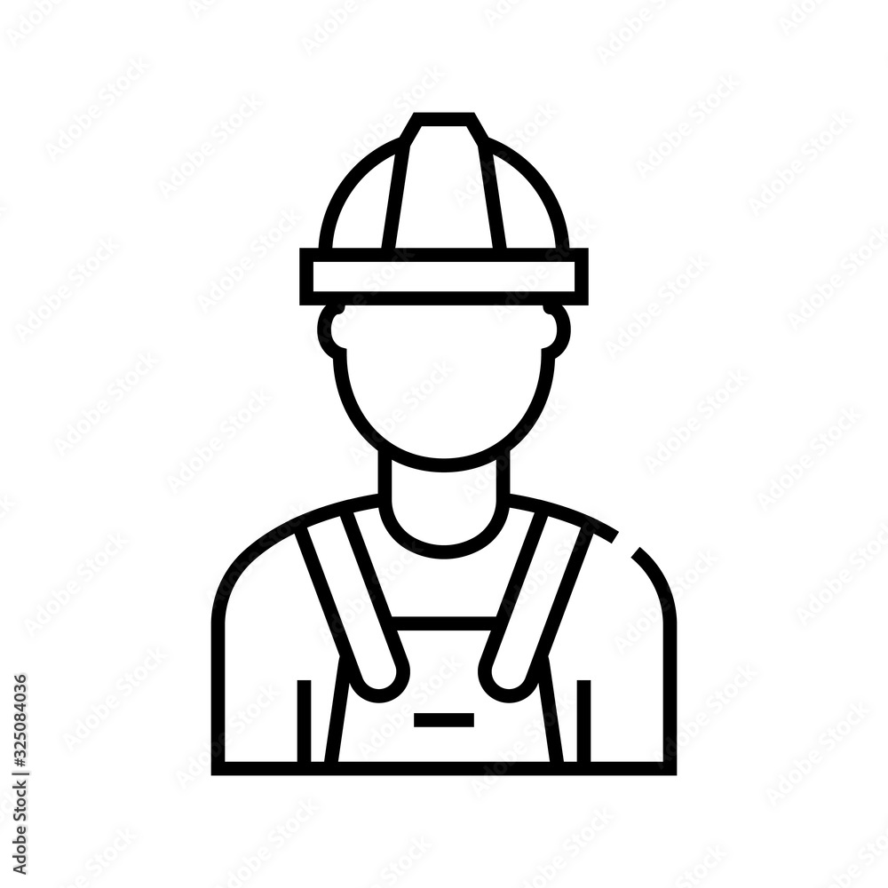 Builder line icon, concept sign, outline vector illustration, linear symbol.