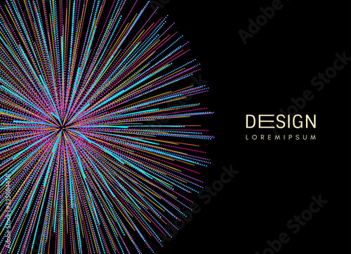 Abstract science or technology background. Array with dynamic particles. Vector illustration.