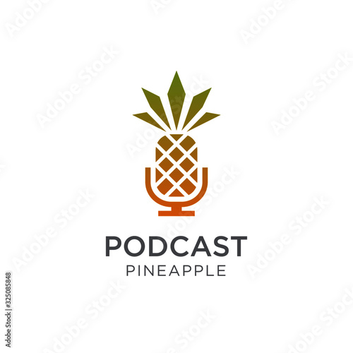 logo podtcast combination pineapple fruit