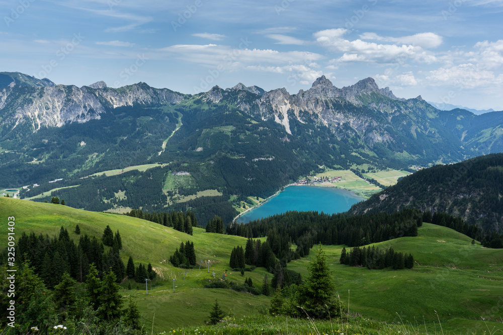 Bavarian lake seen from the top of a mountain