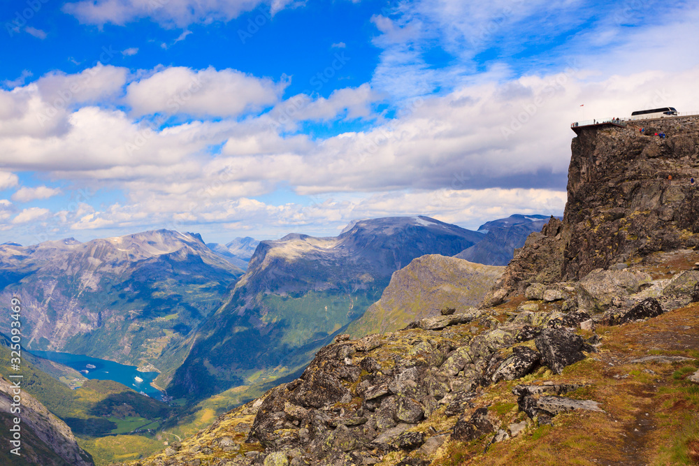 Mountains landscape with Dalsnibba viewpoint, Norway