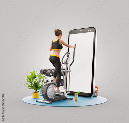 Unusual 3d illustration of a Pretty woman doing exercises