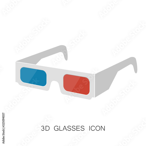3D Cinema Glasses Icon isolated on White
