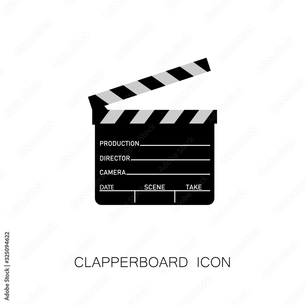 Fototapeta premium Open Clapperboard Icon Cinema Filming Movie Design Element
