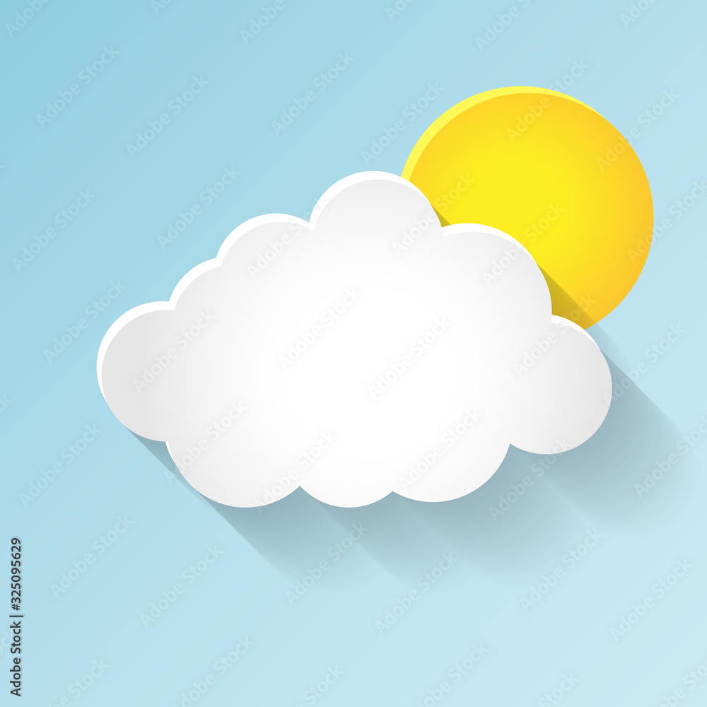 Cloud and Sun Icons isolated on a Blue Background Cloud and Sun Icons isolated on a Blue Background