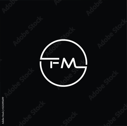 Minimal elegant monogram art logo. Outstanding professional trendy awesome artistic FM MF initial based Alphabet icon logo. White color on black background