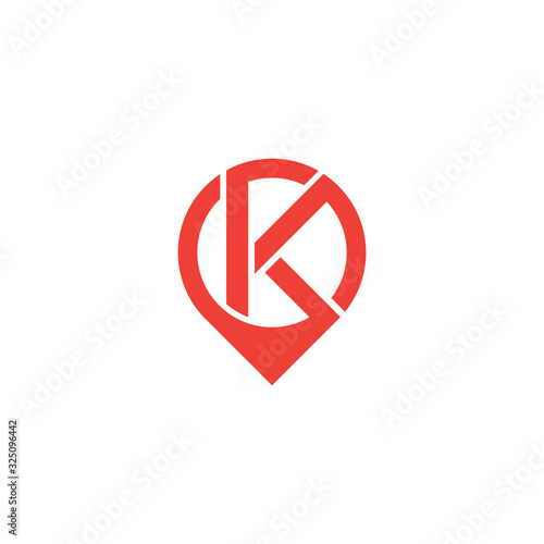 Navigation marking bubble and letter K vector logo design.