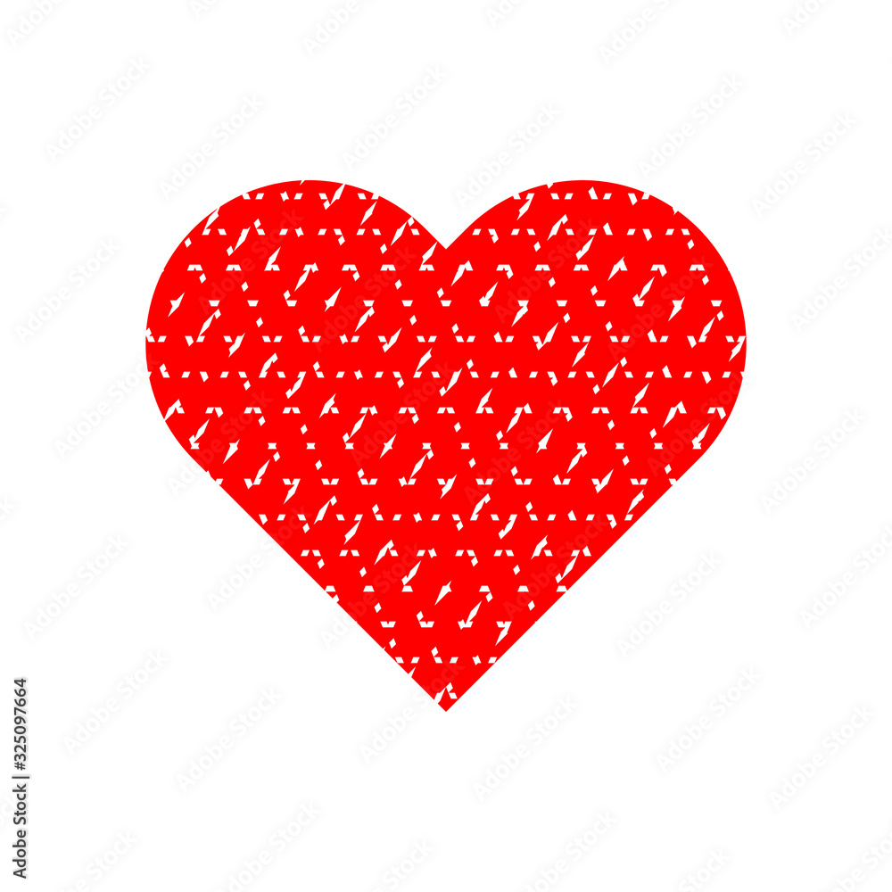 Red heart symbol vector isolated on white background.