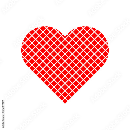 Mesh in red heart symbol vector isolated on white background.