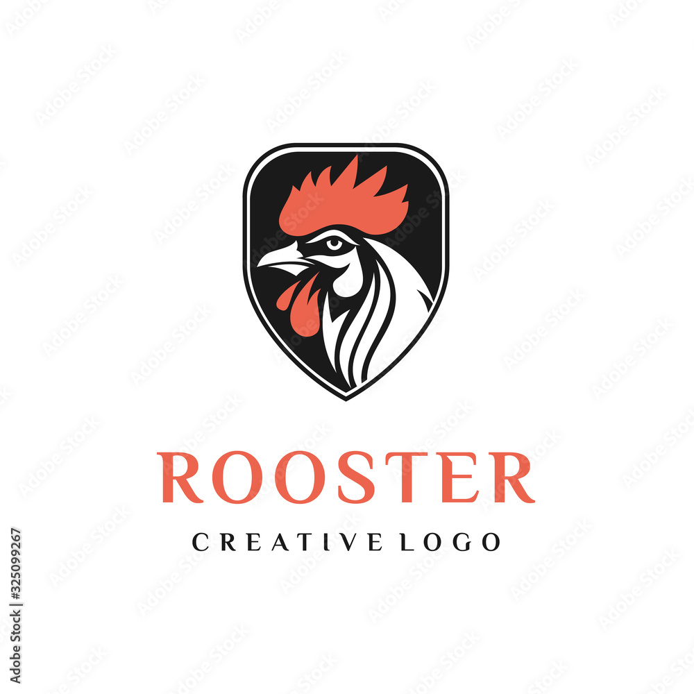 Security Shield with Rooster head logo design vector Security Shield with Rooster head logo design vector