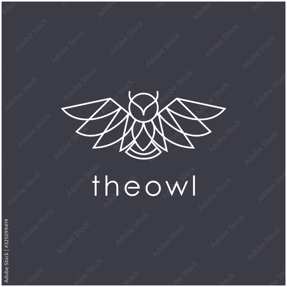 line art Owl logo design. modern linear style vector illustration Stock ...