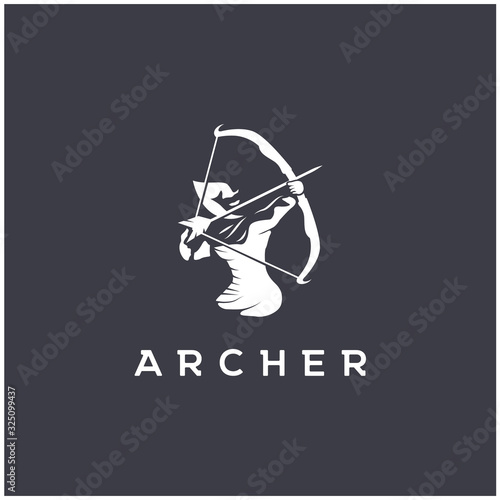 archer logo design template,archery illustration logo vector