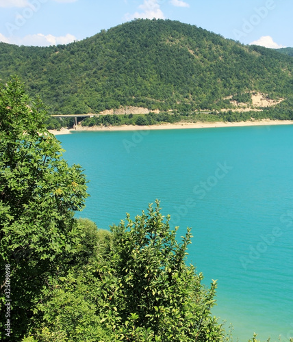 A view on the Gazivode lake with hill in it's background
