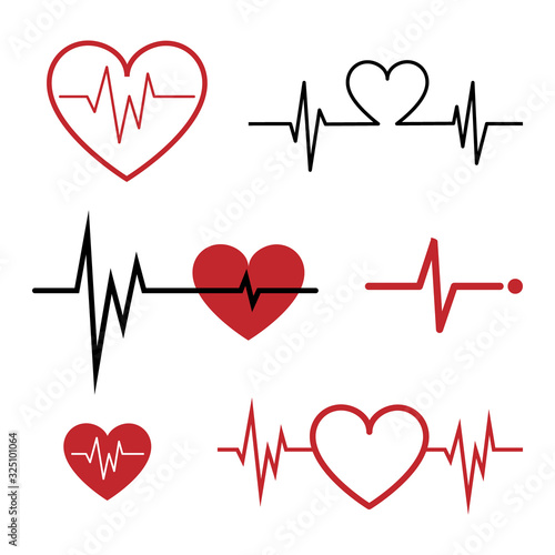 Set of Cardiogram Icons isolated on White