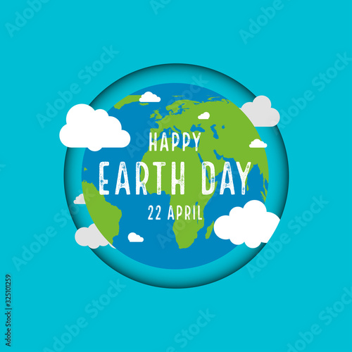 Earth Day. 22 april. Earth planet with text. Vector